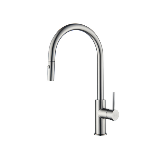 Riva SS Gooseneck Sink Mixer with Pull Out - Brushed Nickel