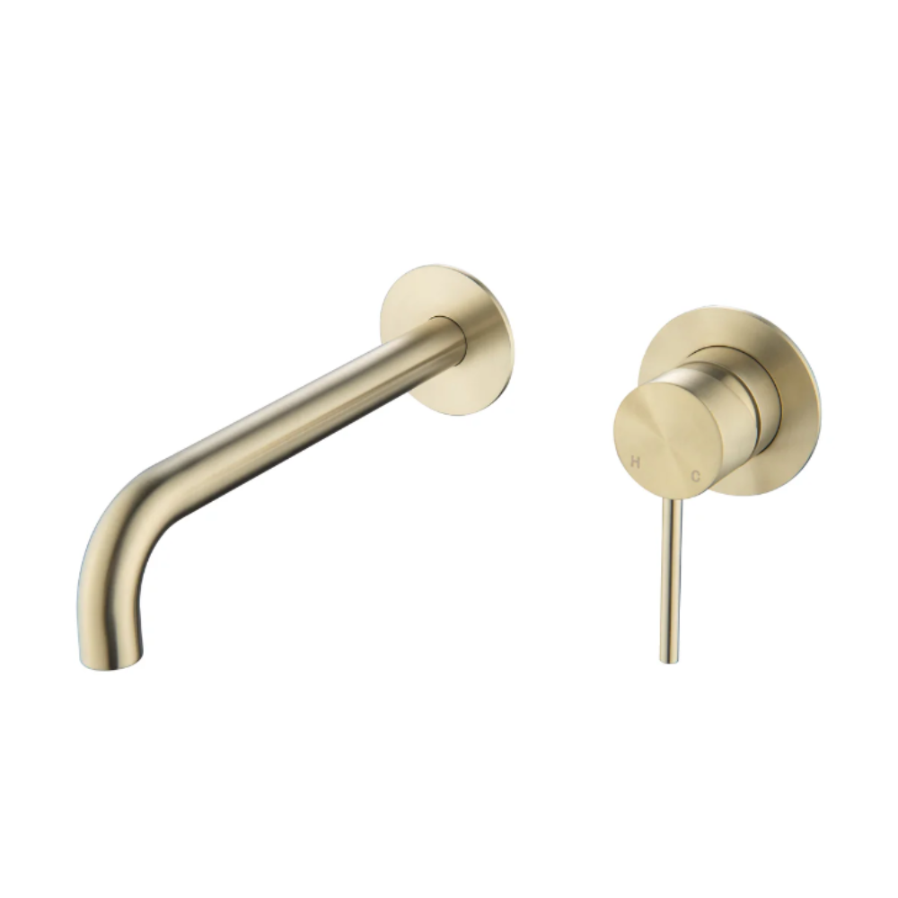 Riva SS Curved Spout and Mixer - Brushed Champagne Gold