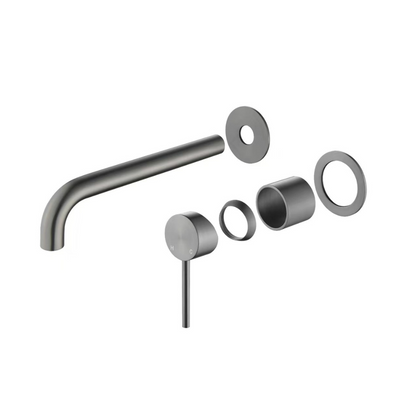 Riva SS Curved Spout & Mixer Trim Kit - Brushed Gunmetal