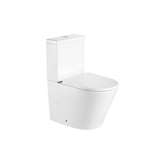 Elsa Back To Wall Rimless Toilet Suite with White Button