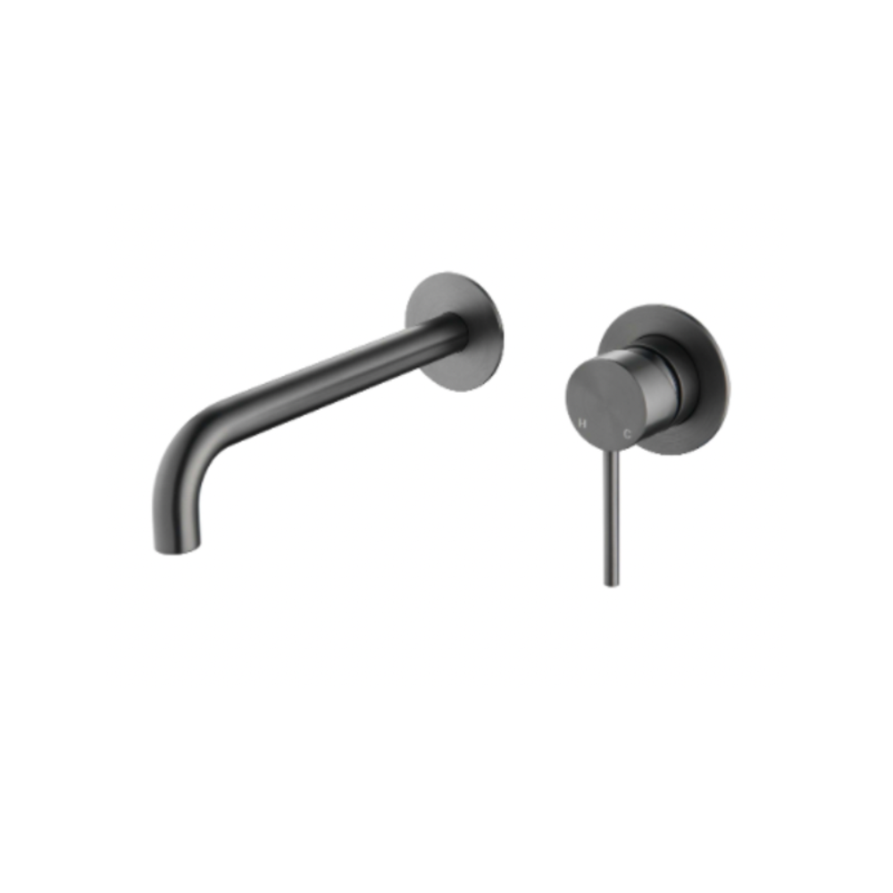 Riva Curved Spout and Mixer - Brushed Gunmetal