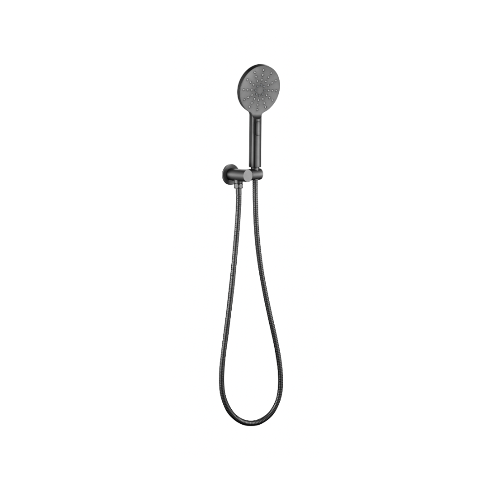 Riva Round Hand Shower With Bracket - Brushed Gunmetal