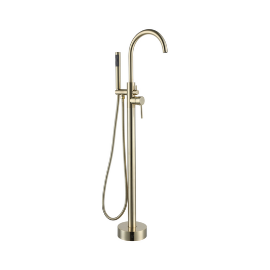Riva Freestanding Bath Spout With Hand Shower - Champagne Gold