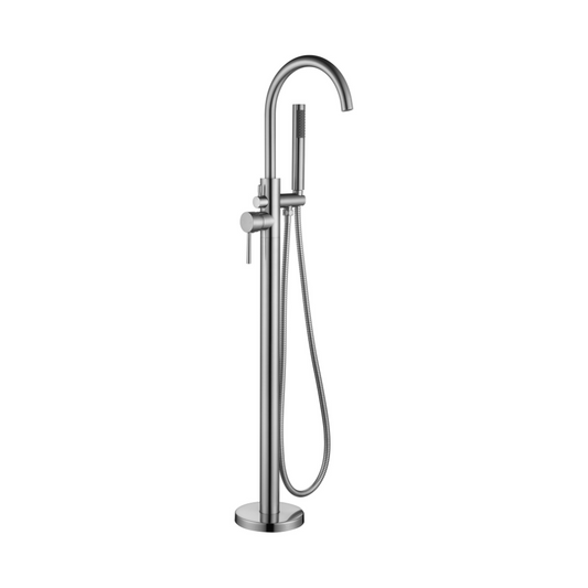 Riva Freestanding Bath Spout With Hand Shower - Brushed Nickel