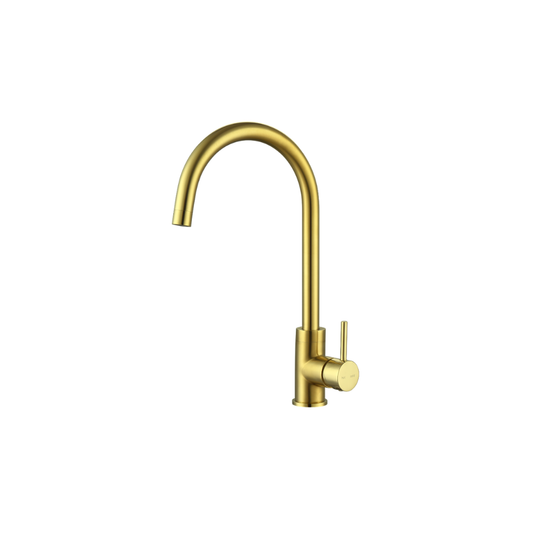 Riva Gooseneck Sink Mixer – Brass Gold
