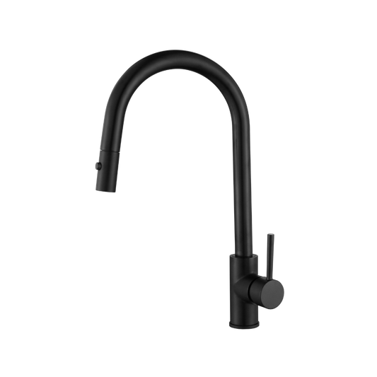 Riva Gooseneck Sink Mixer with Pull Out – Matte Black