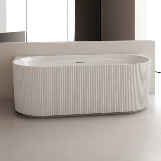 Ava Matte Fluted Back to Wall Bathtub 1500mm