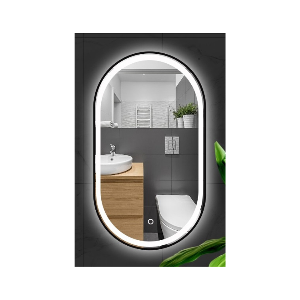 Sorrento Oval LED Mirror 600*1000 – Black Anodised