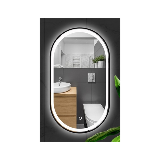 Sorrento Oval LED Mirror 600*1000 – Black Anodised