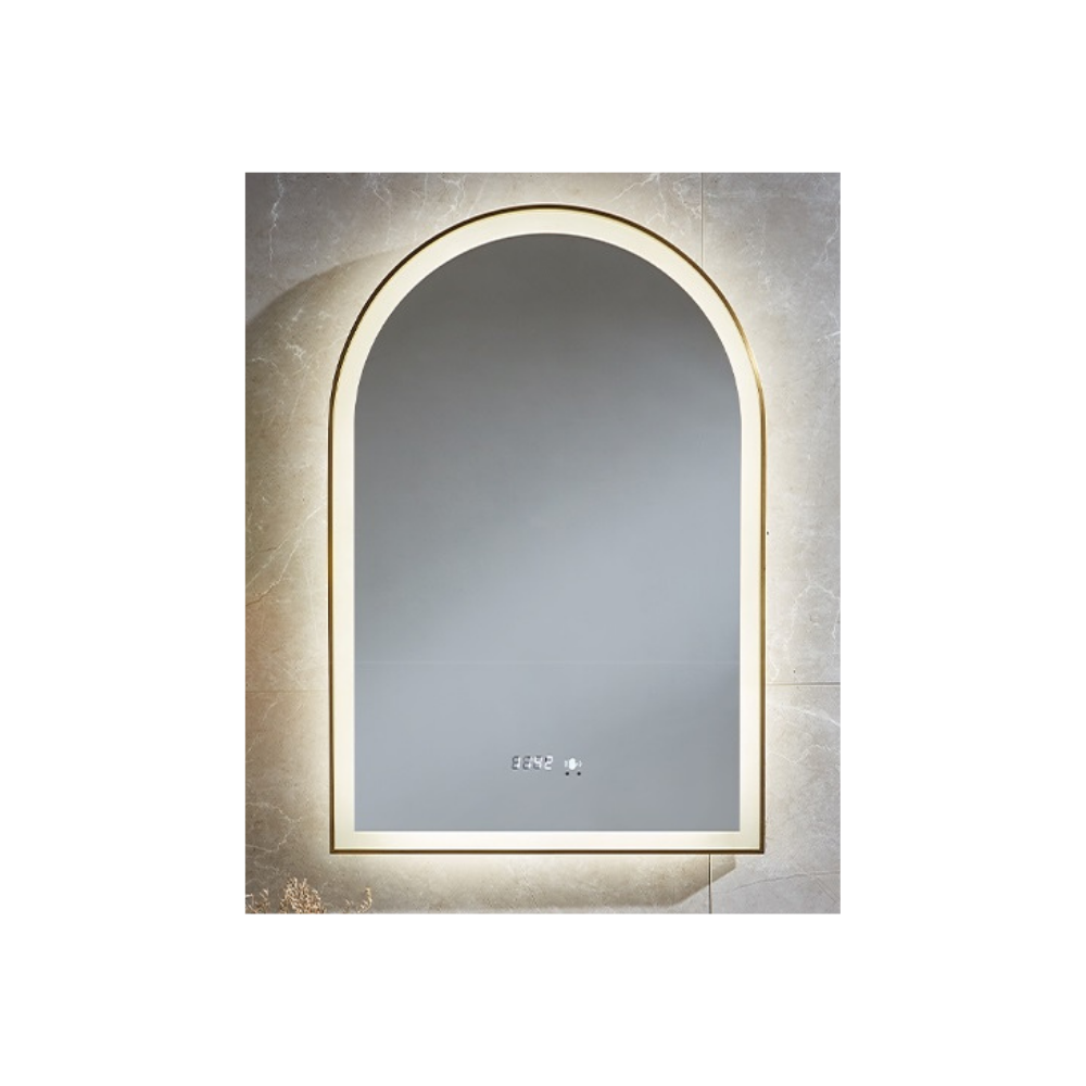 Siena Arch LED Mirror 600*900 – Gold Anodised