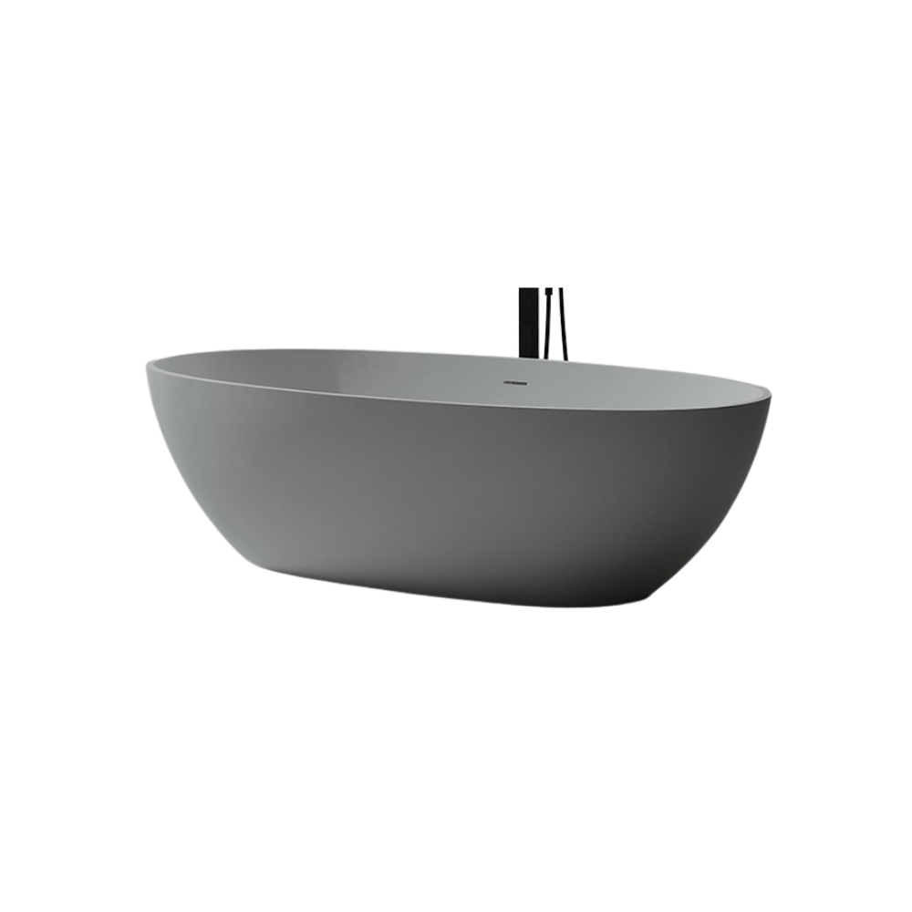 Parma Freestanding Oval Solid Surface Matte Grey Bathtub